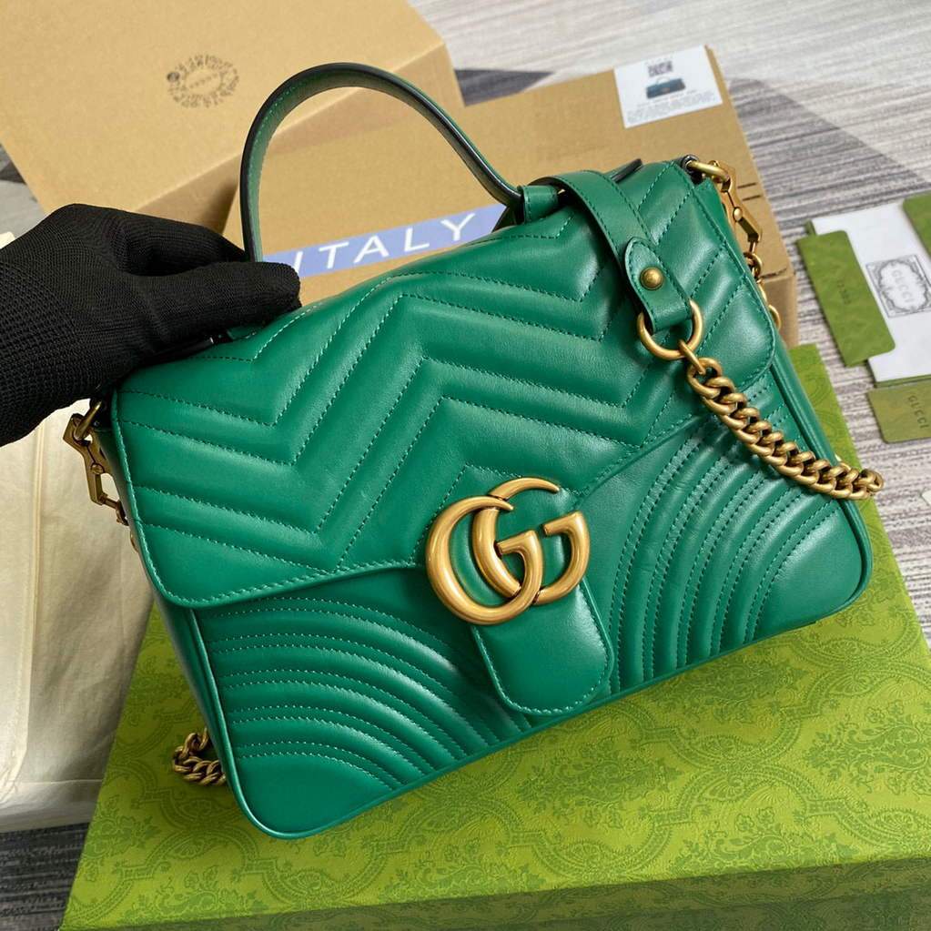 Gucci 498110 GG Marmont Small Top Handle Bag Green