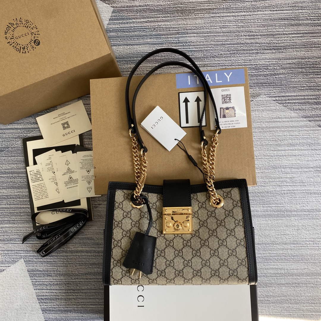 Gucci 498156 Padlock GG Small Shoulder Bag Black - Default Title - View 1