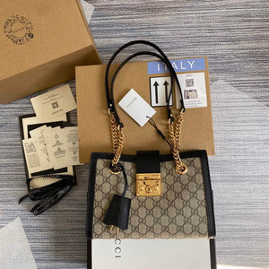 Gucci 498156 Padlock GG Small Shoulder Bag Black - Default Title - View 1