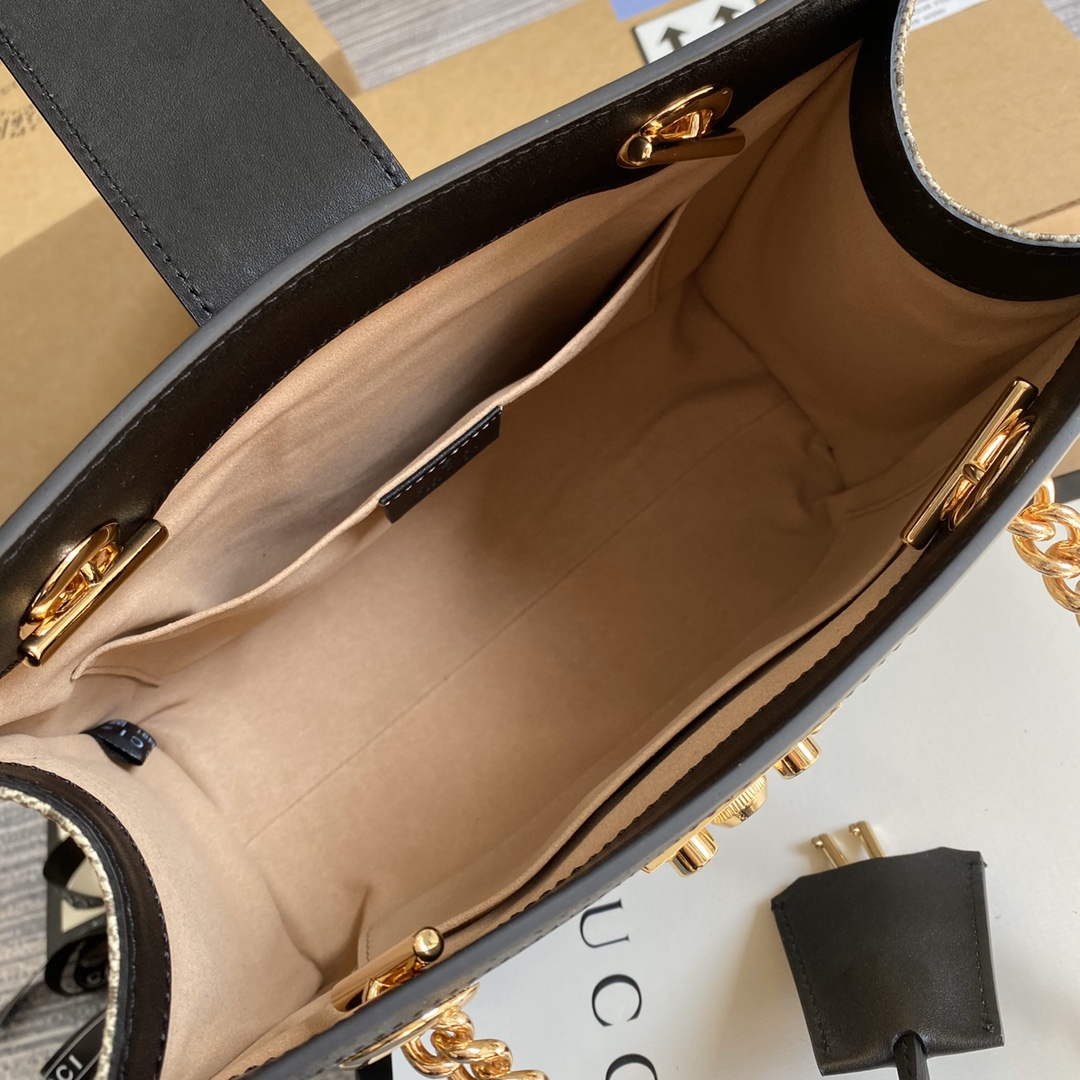 Gucci 498156 Padlock GG Small Shoulder Bag Black