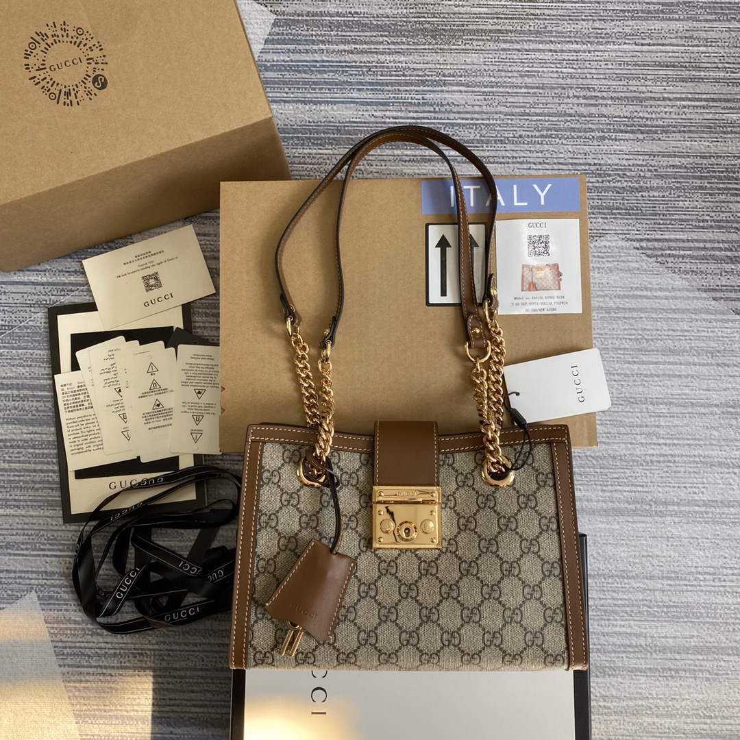 Gucci 498156 Padlock GG Small Shoulder Bag Brown - Default Title - View 1