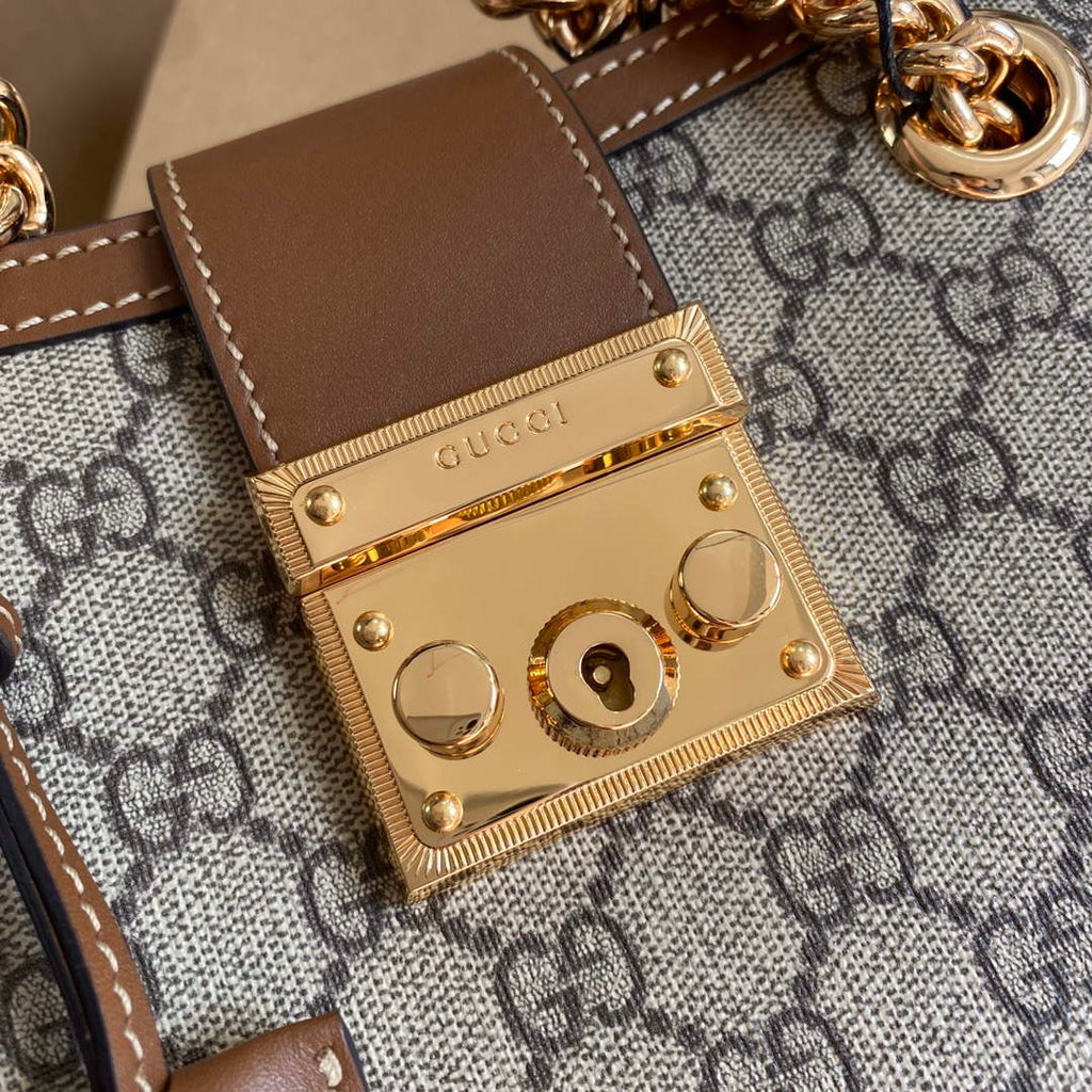 Gucci 498156 Padlock GG Small Shoulder Bag Brown