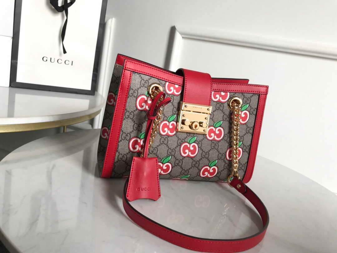 Gucci 498156 Padlock small GG Shoulder Bag Red - luxibagsmall