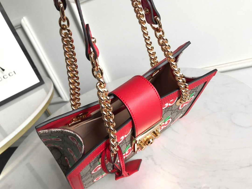 Gucci 498156 Padlock small GG Shoulder Bag Red - luxibagsmall