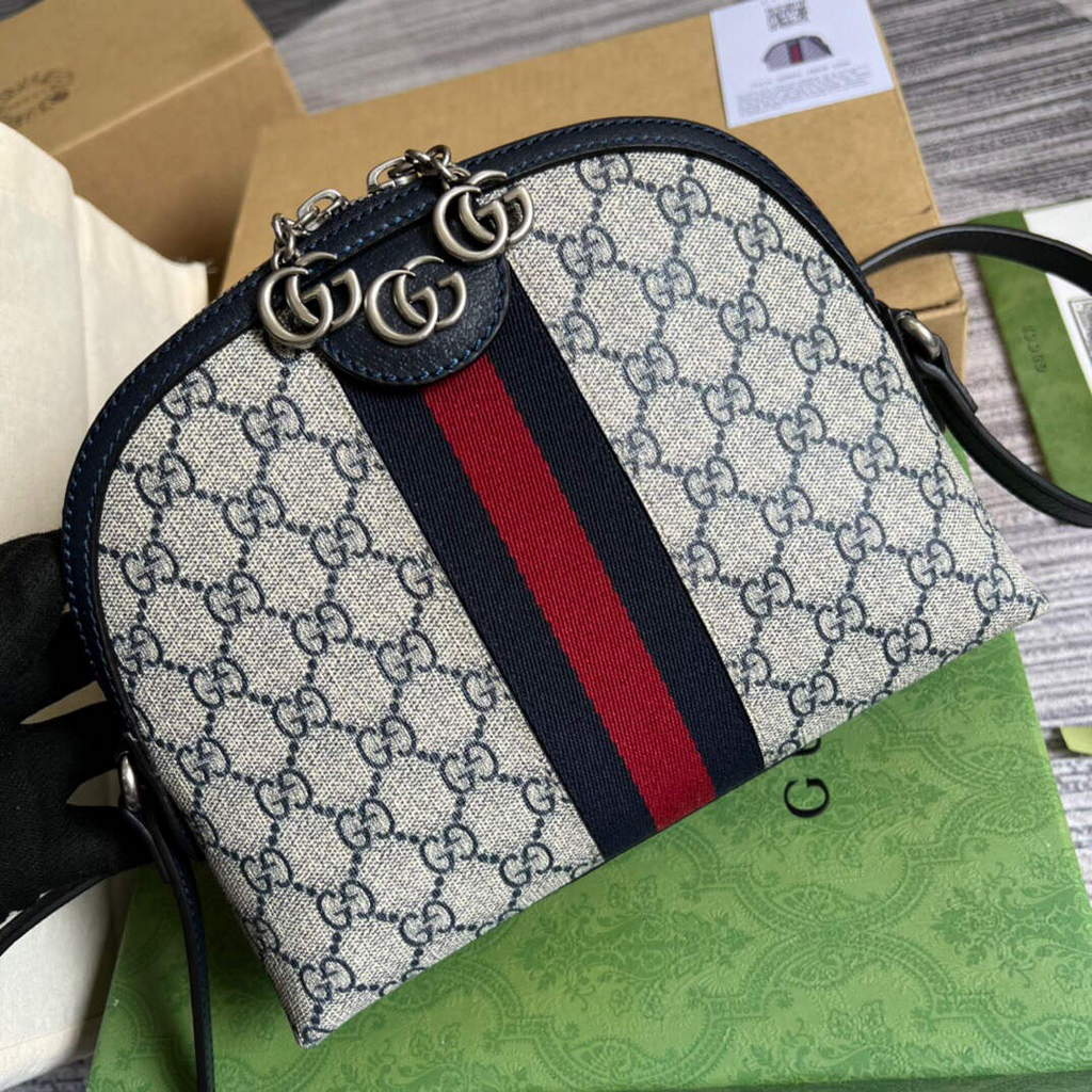Gucci 499621 Ophidia Small GG Shoulder Bag Beige Blue