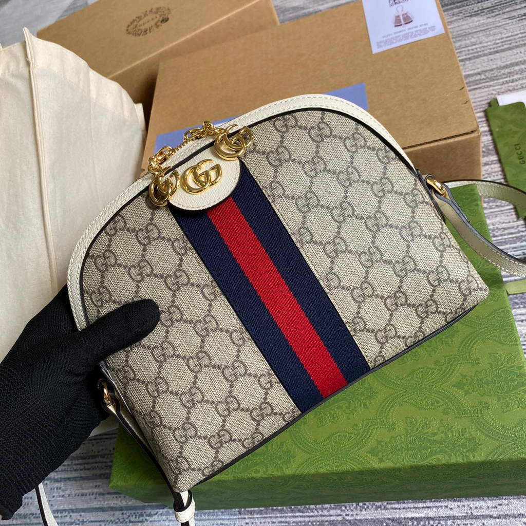 Gucci 499621 Ophidia Small GG Shoulder Bag Beige White