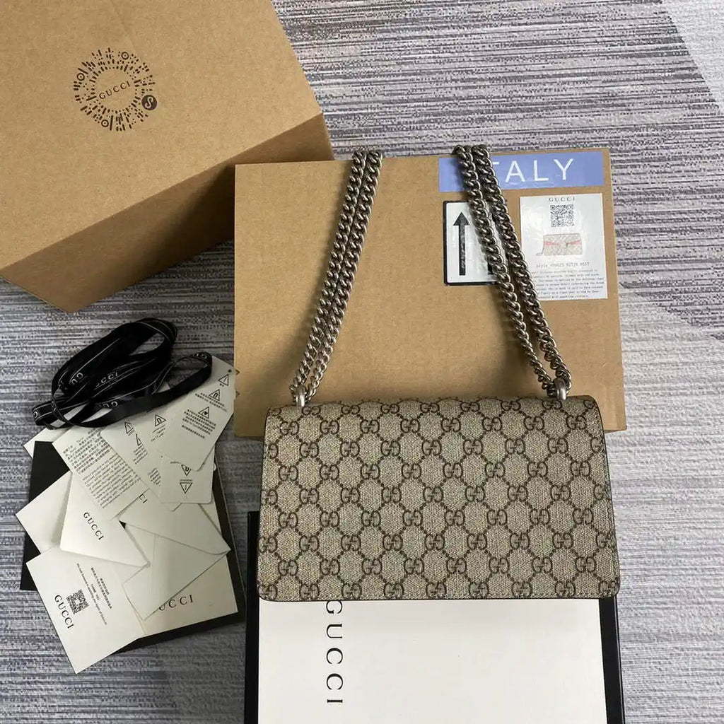 Gucci 499623 Dionysus medium shoulder bag Beige Red