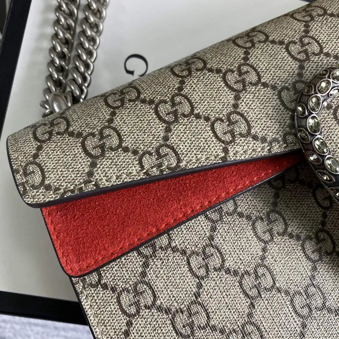 Gucci 499623 Dionysus medium shoulder bag Beige Red