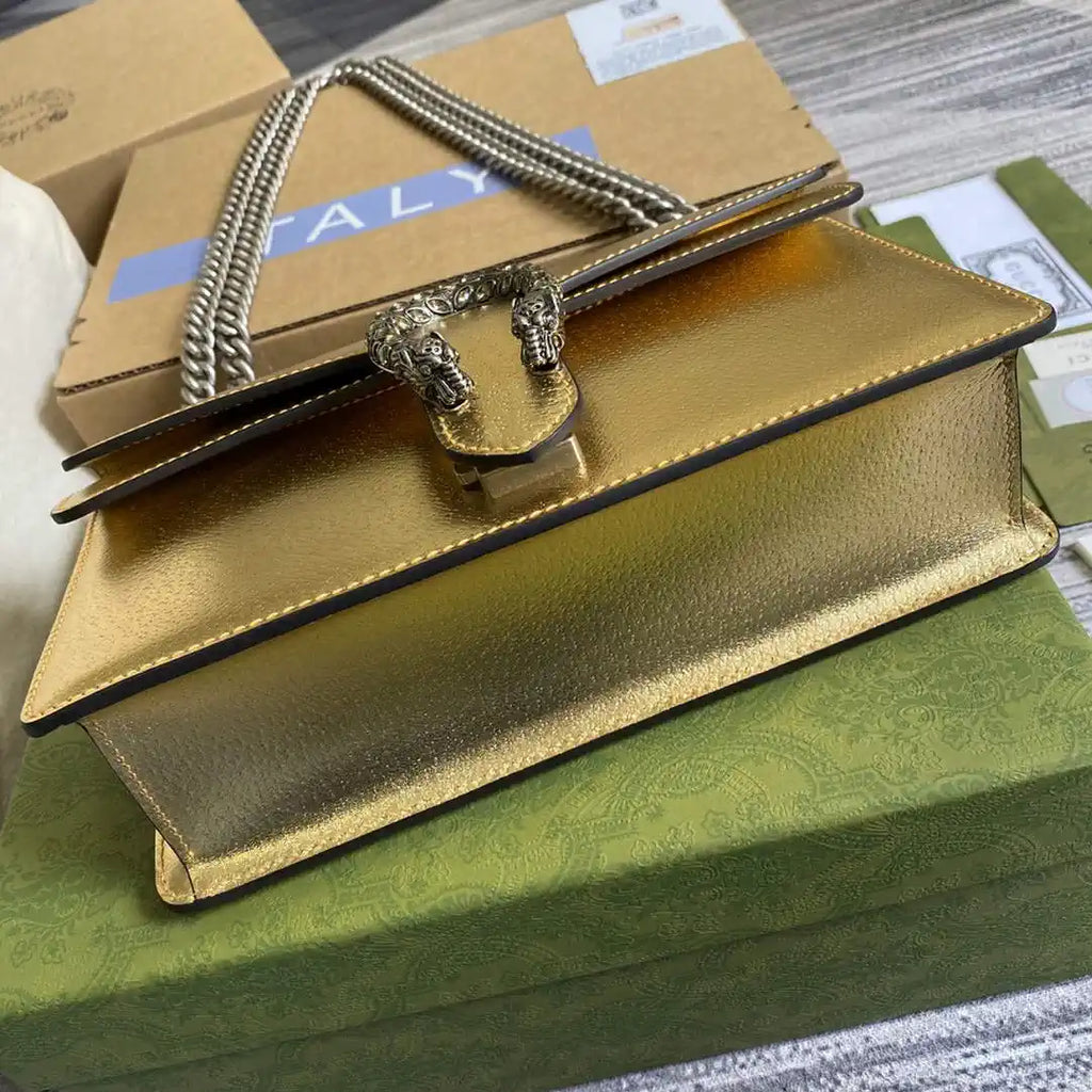 Gucci 499623 Dionysus medium shoulder leather bag Gold