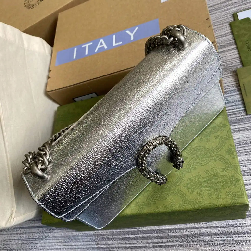 Gucci 499623 Dionysus medium shoulder leather bag Silver