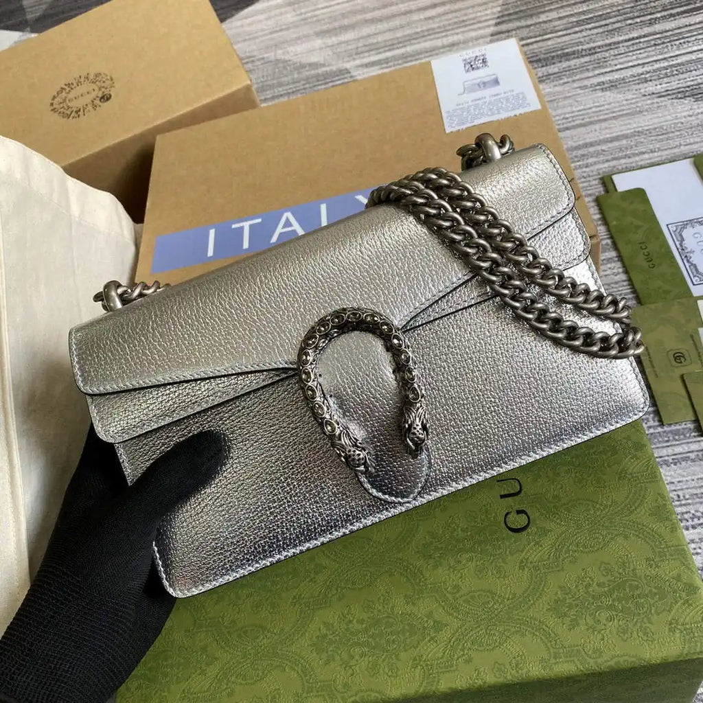 Gucci 499623 Dionysus medium shoulder leather bag Silver