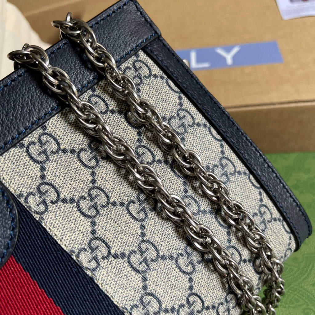 Gucci 503877 Ophidia GG Small Shoulder Bag Beige Blue