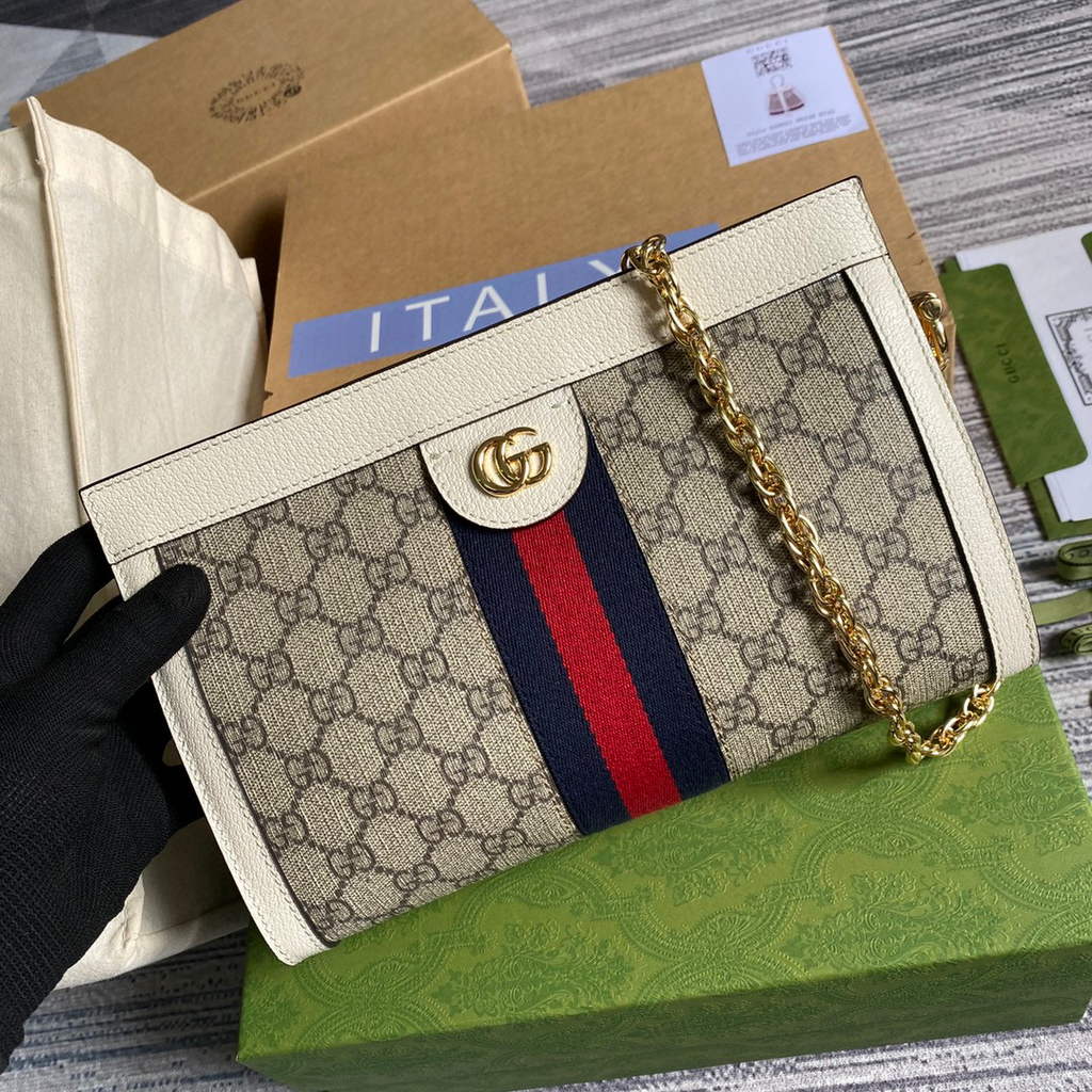 Gucci 503877 Ophidia GG Small Shoulder Bag Beige White
