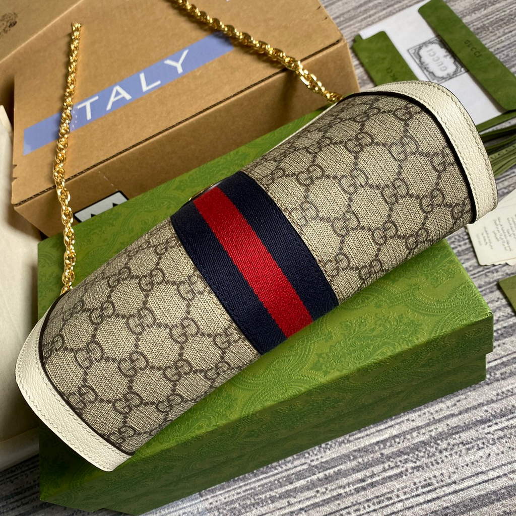 Gucci 503877 Ophidia GG Small Shoulder Bag Beige White