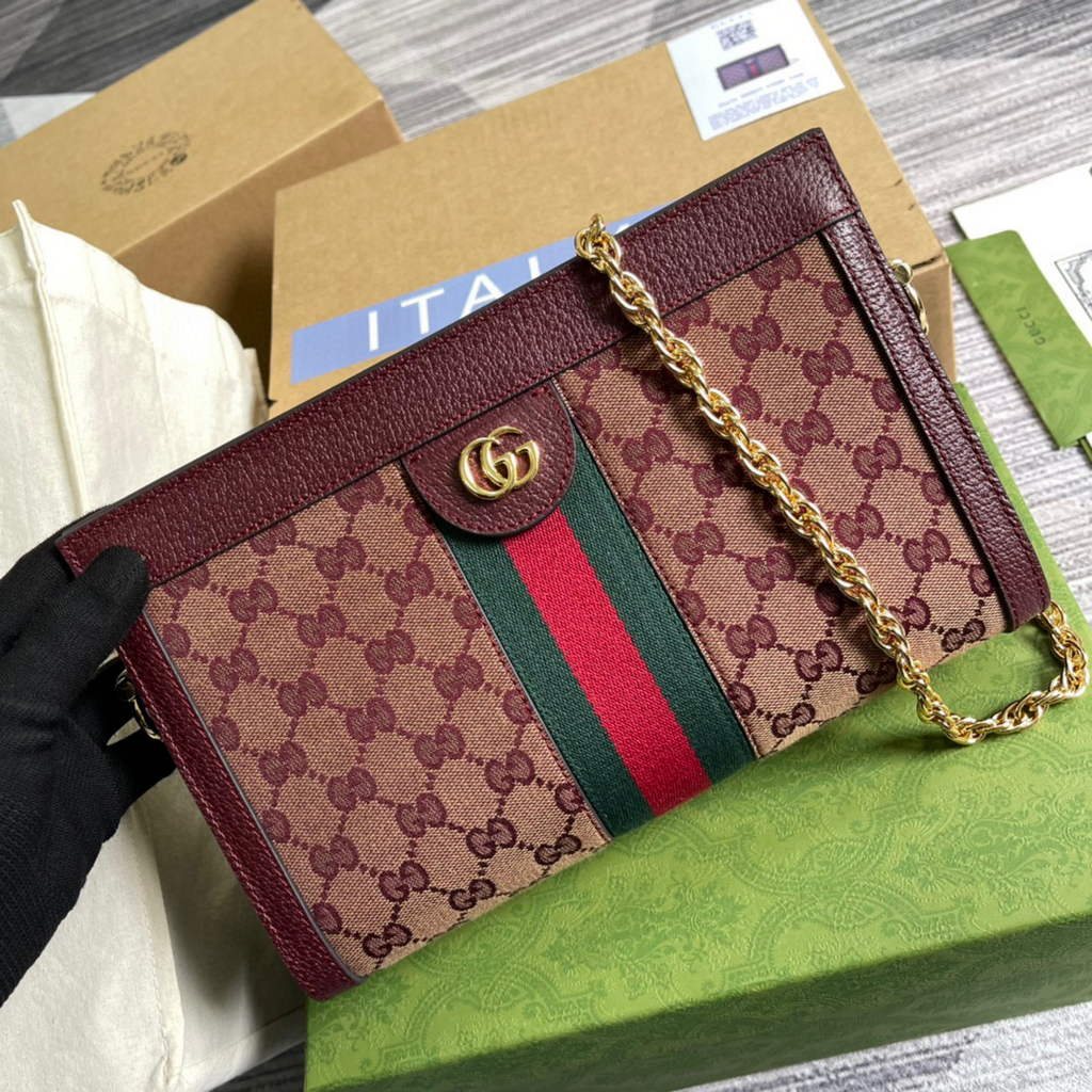 Gucci 503877 Ophidia GG Small Shoulder Bag Wine Red