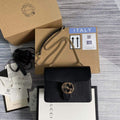 Gucci 510304 Interlocking Black Leather Chain Cross Body Bag