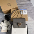 Gucci 510304 Interlocking Gray Leather Chain Cross Body Bag