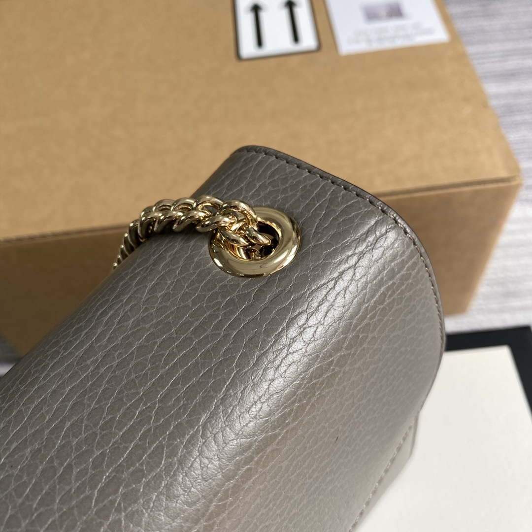Gucci 510304 Interlocking Gray Leather Chain Cross Body Bag