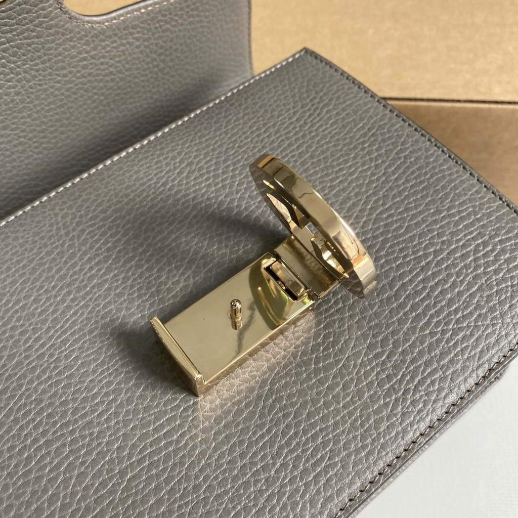 Gucci 510304 Interlocking Gray Leather Chain Cross Body Bag