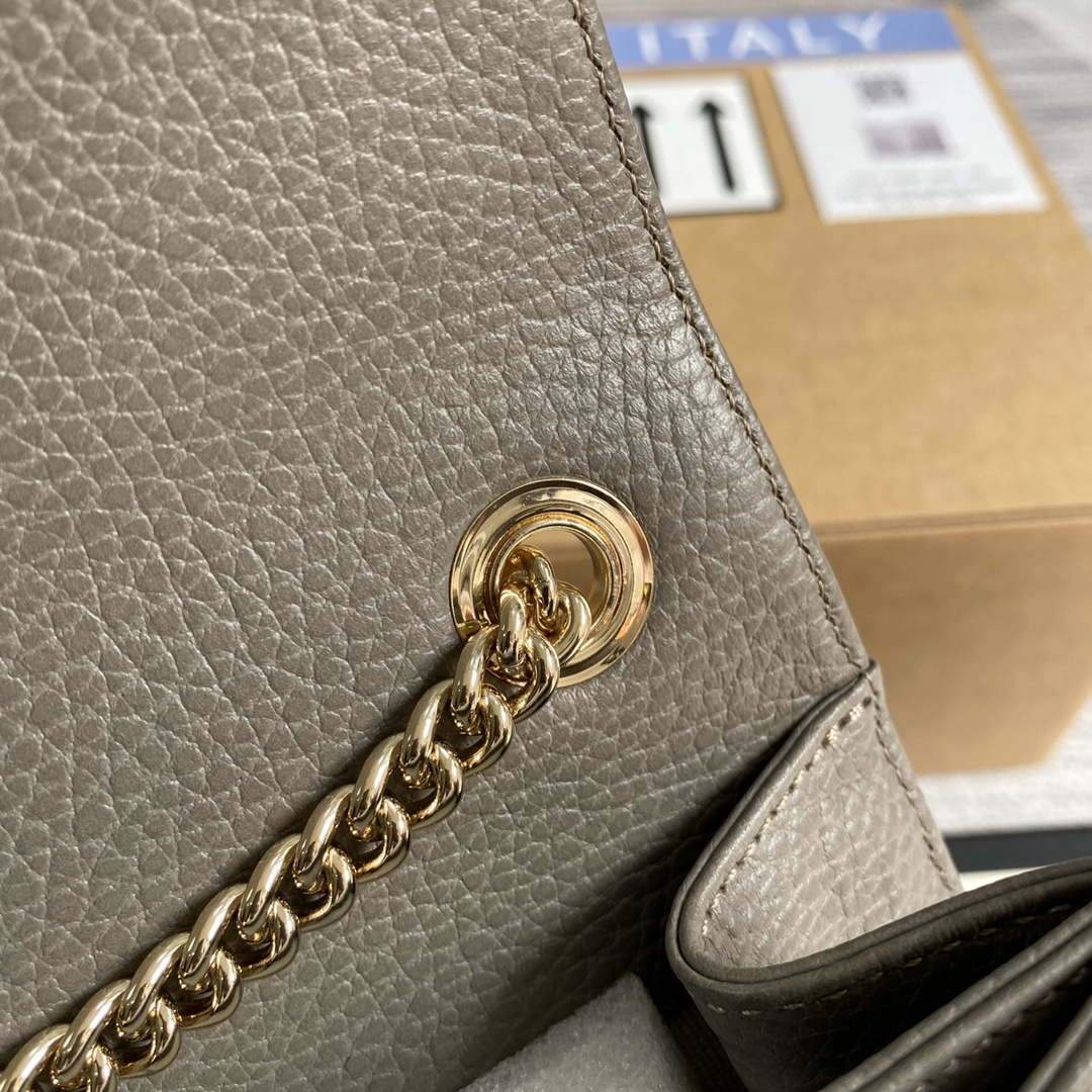 Gucci 510304 Interlocking Gray Leather Chain Cross Body Bag