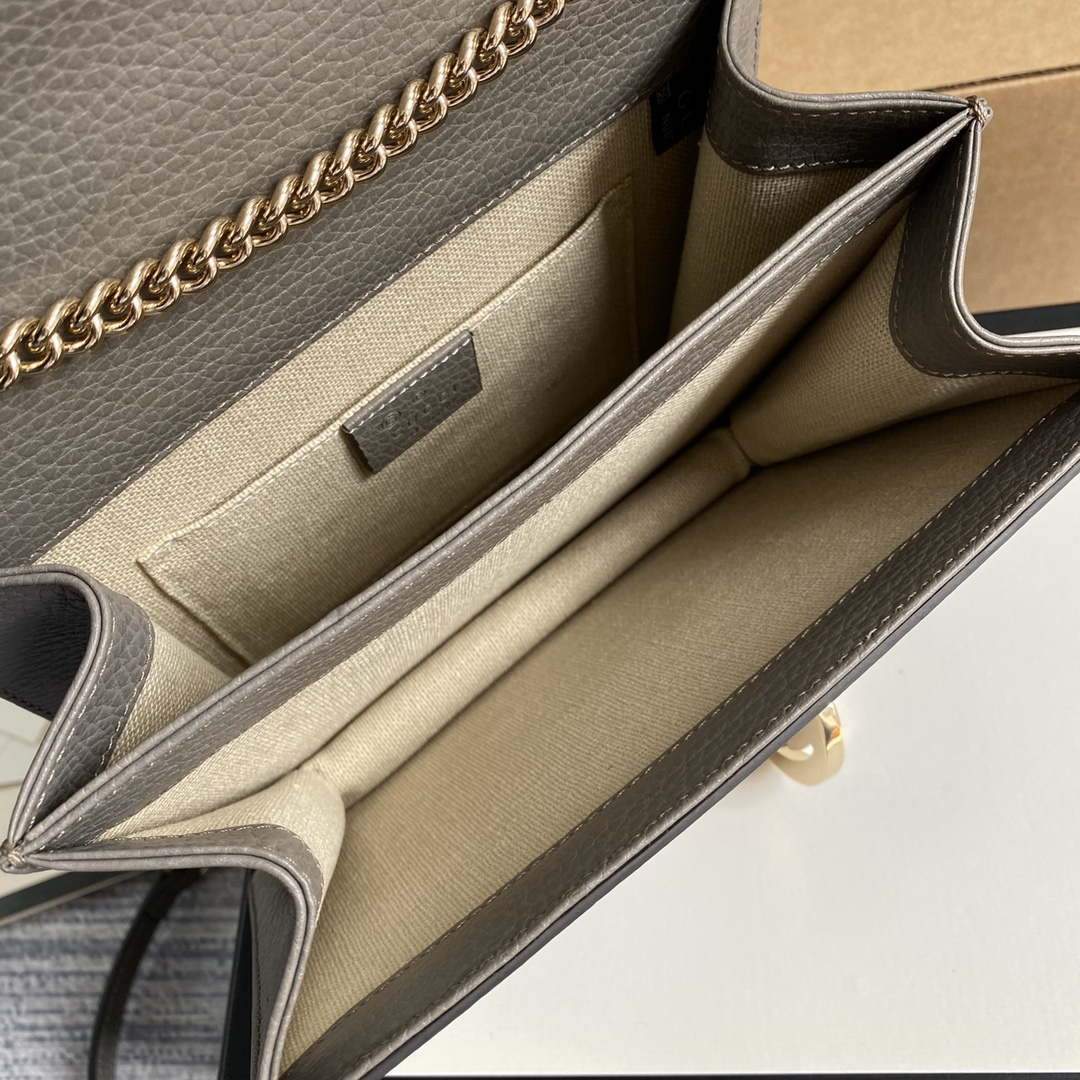 Gucci 510304 Interlocking Gray Leather Chain Cross Body Bag