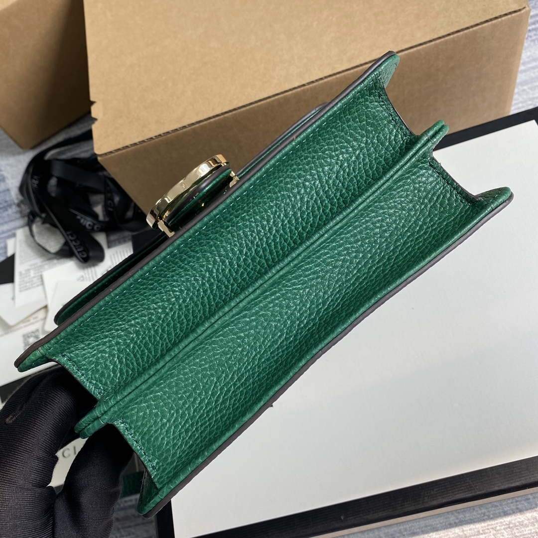 Gucci 510304 Interlocking Green Leather Chain Cross Body Bag
