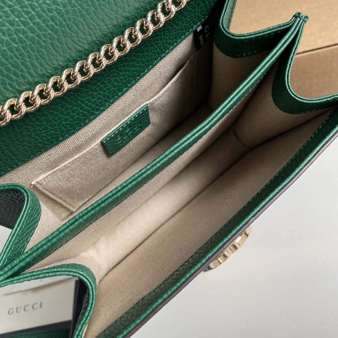 Gucci 510304 Interlocking Green Leather Chain Cross Body Bag