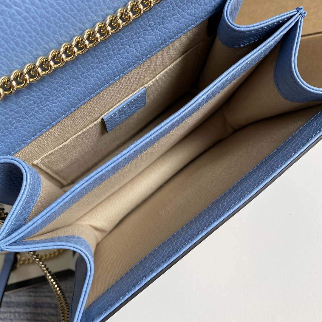 Gucci 510304 Interlocking Lake Blue Leather Chain Cross Body Bag