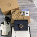 Gucci 510304 Interlocking Navy blue Leather Chain Cross Body Bag