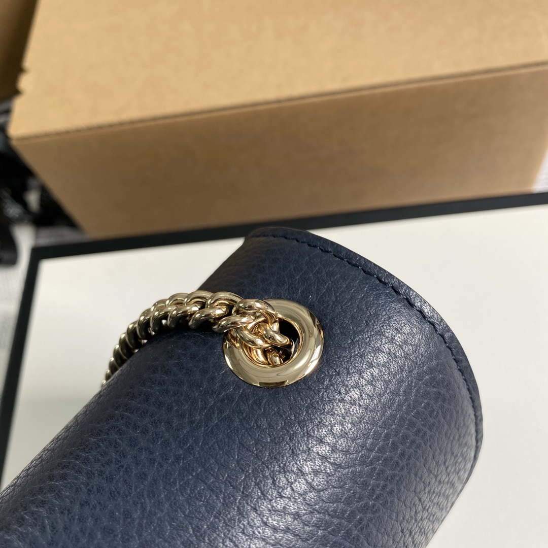 Gucci 510304 Interlocking Navy blue Leather Chain Cross Body Bag