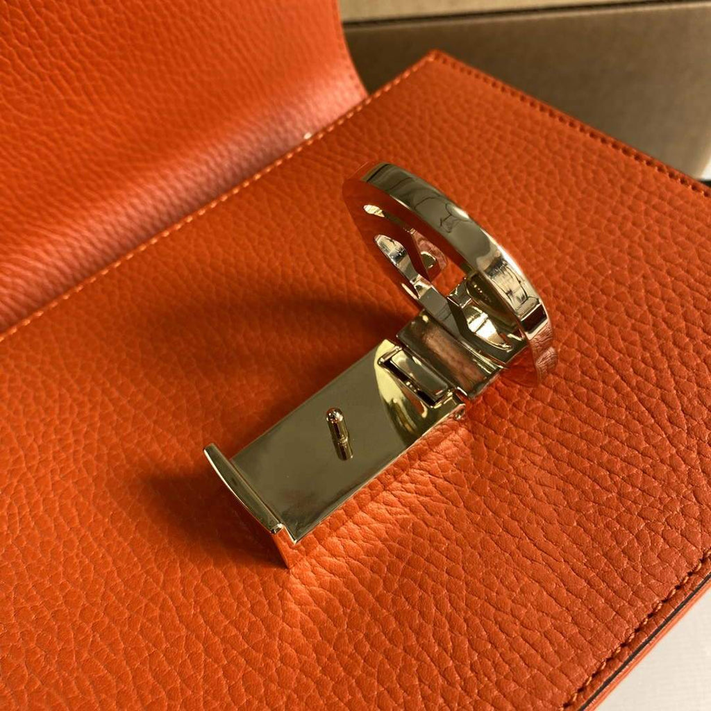 Gucci 510304 Interlocking Orange Leather Chain Cross Body Bag