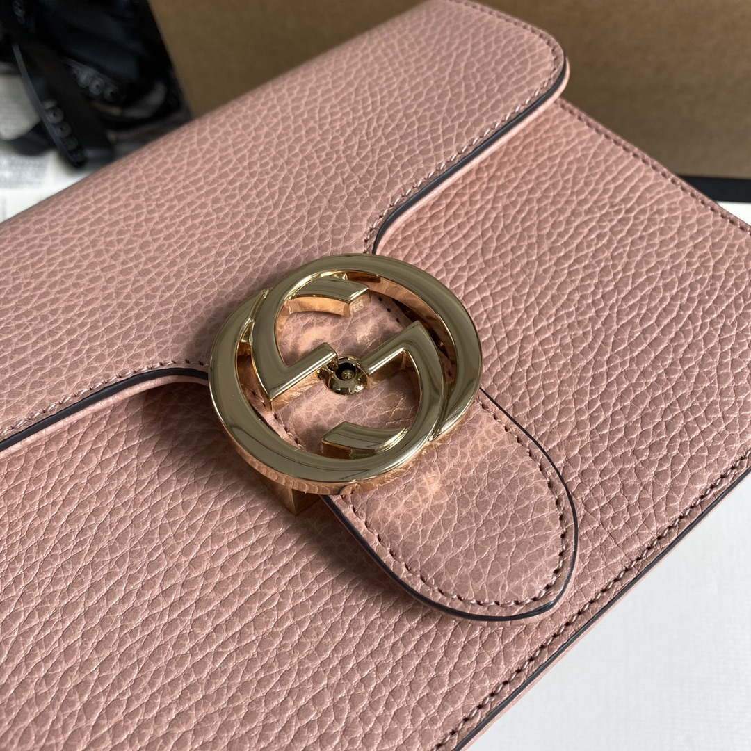 Gucci 510304 Interlocking Pink Leather Chain Cross Body Bag