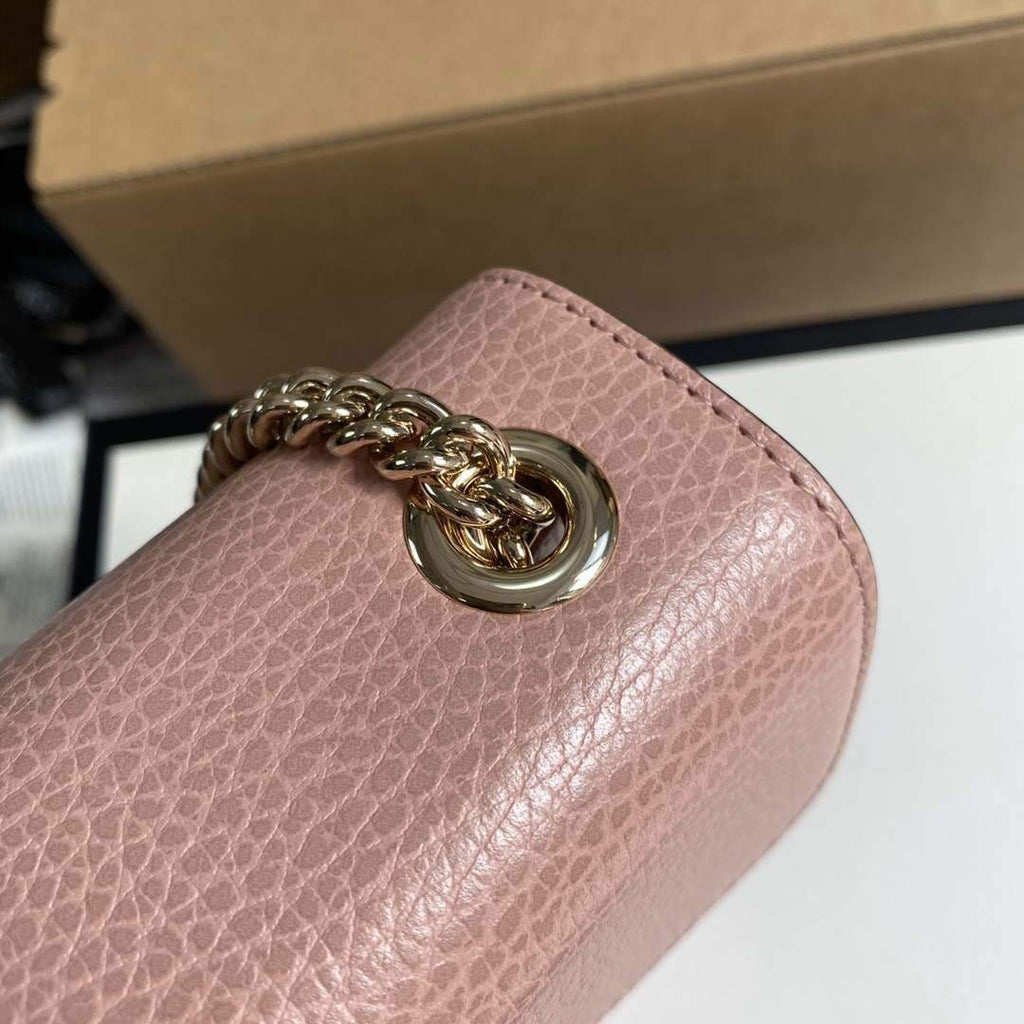 Gucci 510304 Interlocking Pink Leather Chain Cross Body Bag