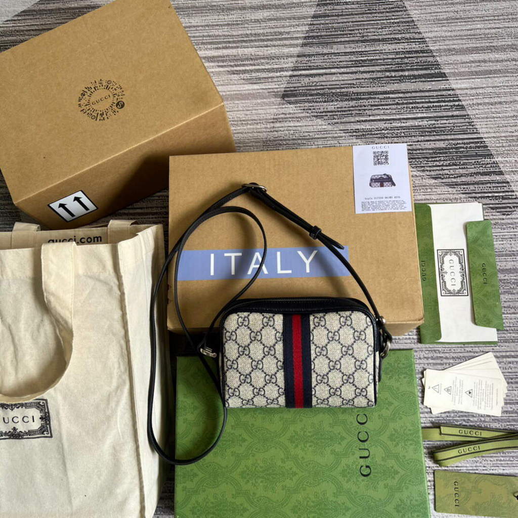 Gucci 517350 Ophidia GG Mini Bag Beige Blue