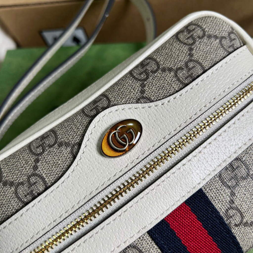 Gucci 517350 Ophidia GG Mini Bag With Web White