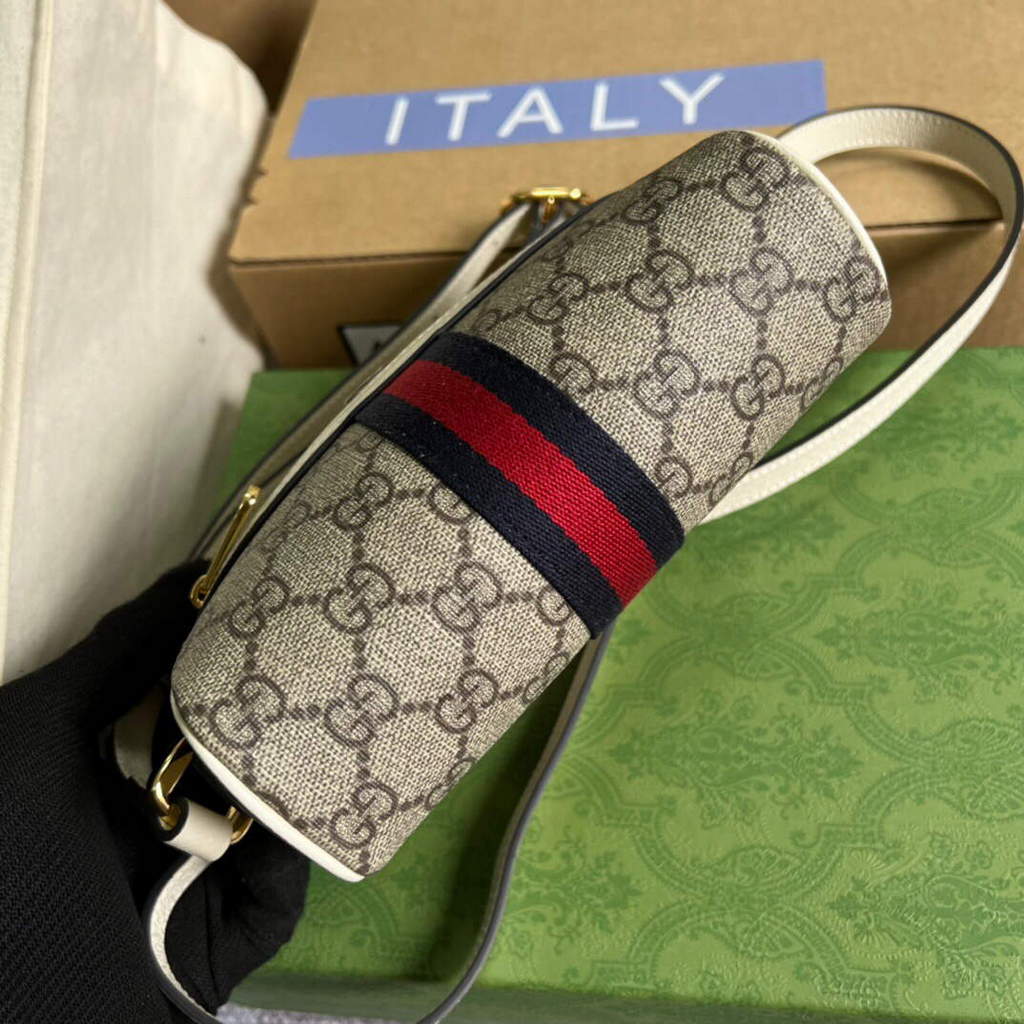Gucci 517350 Ophidia GG Mini Bag With Web White