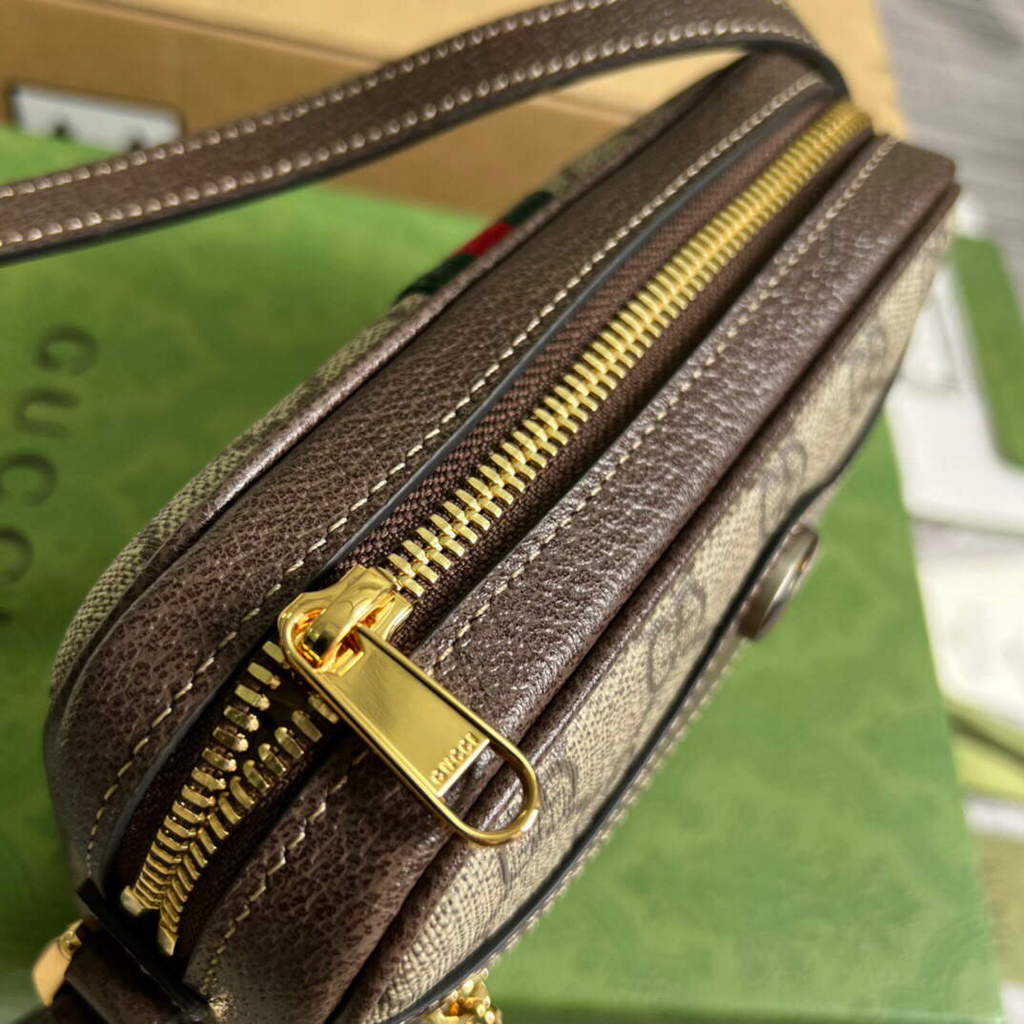 Gucci 517350 Ophidia GG Supreme Mini Bag Beige Ebony