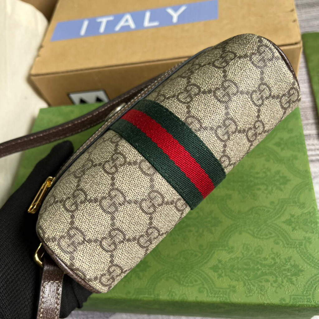 Gucci 517350 Ophidia GG Supreme Mini Bag Beige Ebony