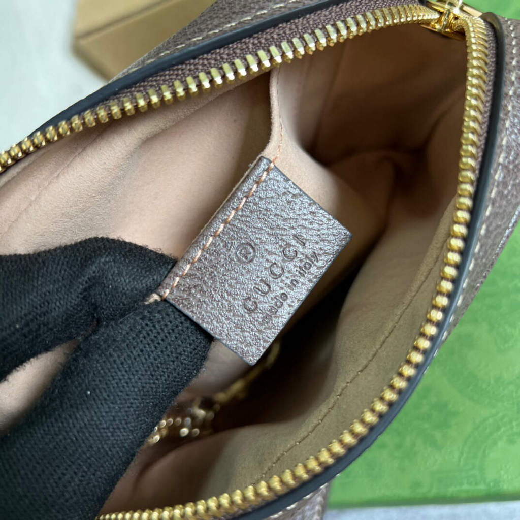 Gucci 517350 Ophidia GG Supreme Mini Bag Beige Ebony