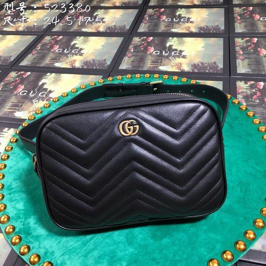 Gucci 523380 GG Marmont Matelass¨¦ Belt Bag 448065 Black - luxibagsmall