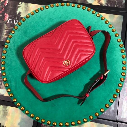 Gucci 523380 GG Marmont Matelass¨¦ Belt Bag 448065 Red - luxibagsmall