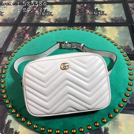 Gucci 523380 GG Marmont Matelass¨¦ Belt Bag 448065 White - luxibagsmall