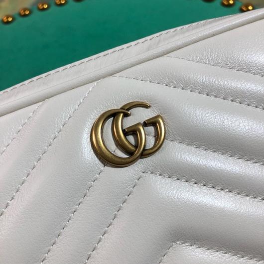 Gucci 523380 GG Marmont Matelass¨¦ Belt Bag 448065 White - luxibagsmall