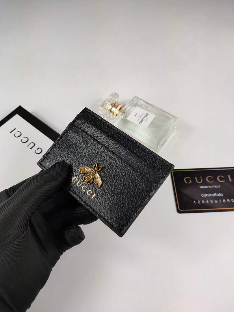 Gucci 523685 Men¡®s card holders and coin cases Animalier leather card case - luxibagsmall