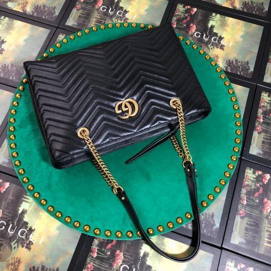 Gucci 524578 GG Marmont Matelass¨¦ Shoulder Bag Black - luxibagsmall