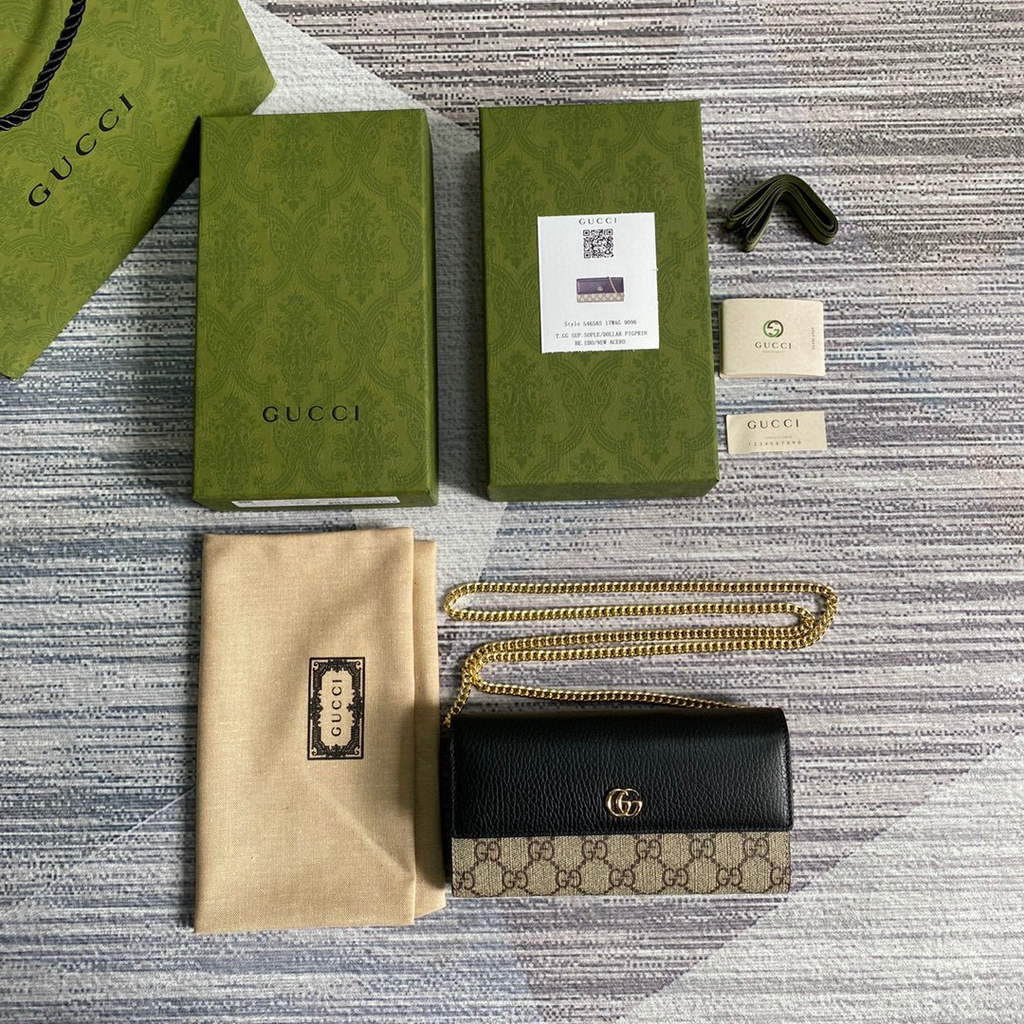 Gucci 546585 GG Marmont Chain Wallet Black