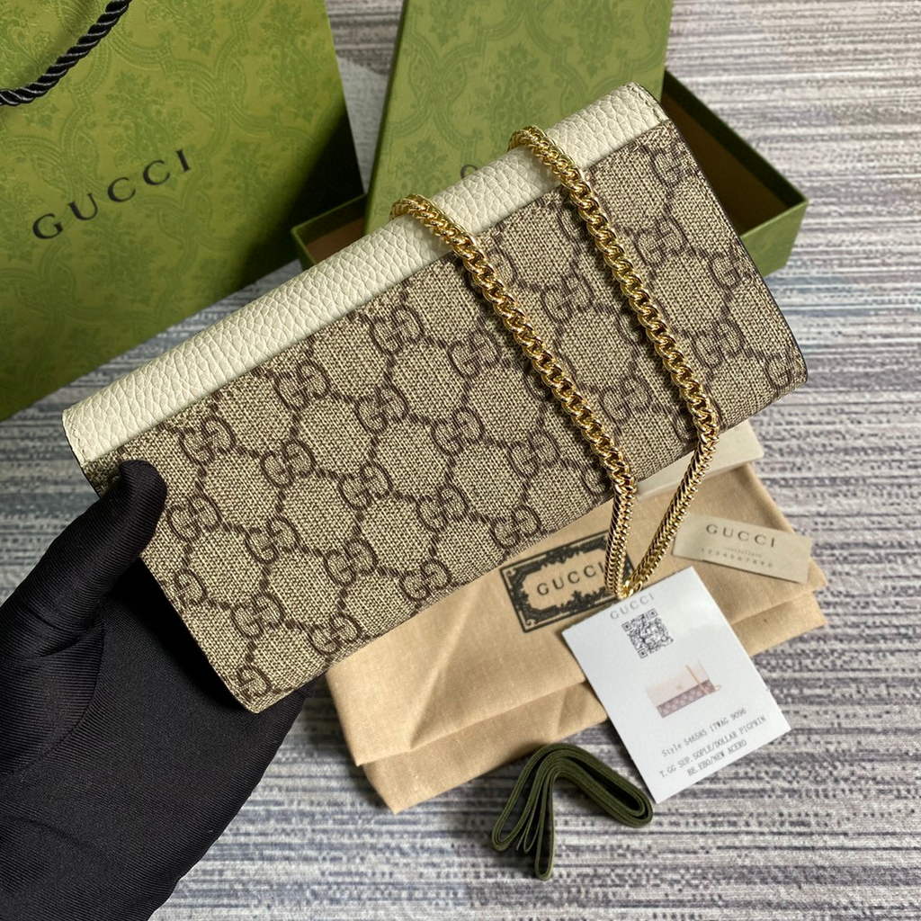 Gucci 546585 GG Marmont Chain Wallet White