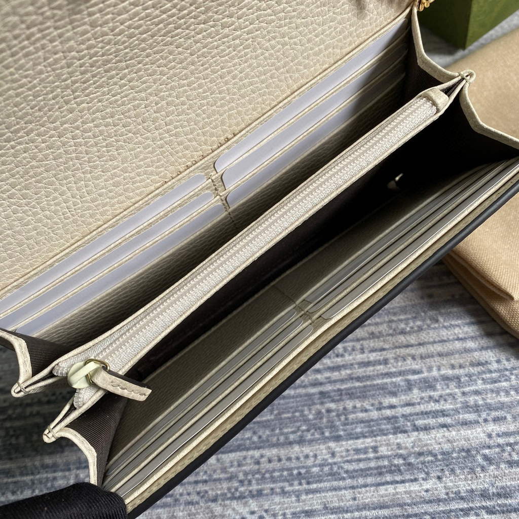 Gucci 546585 GG Marmont Chain Wallet White