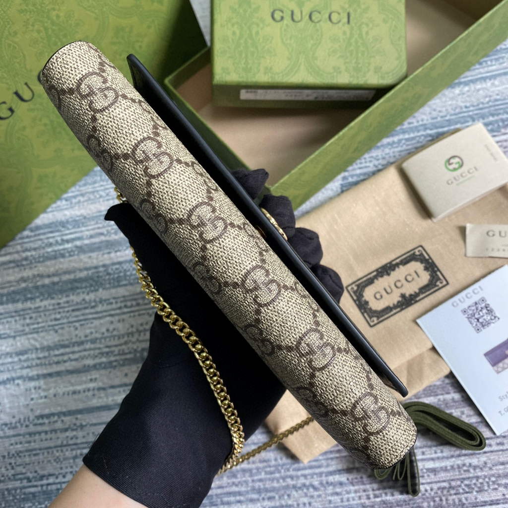 Gucci 546585 GG Marmont Chain Wallet Black