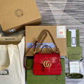 Gucci a€?47260 GG Marmont Mini Crocodile Pattern Top Handle Bag Red